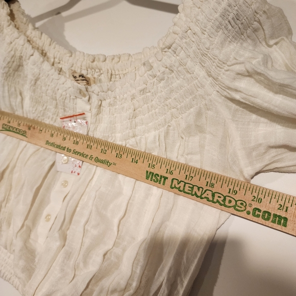 Free People NWT Dancing Till Dawn Top Off Shoulder Crop Elastic Waist Boho Top S - Picture 10 of 12